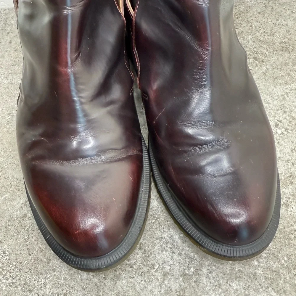 Dr Martens Teresa Cherry Red Rub Off Arcadia Buckle Leather Ankle Boots Size 7